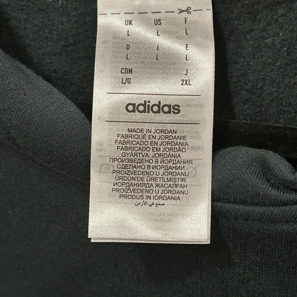 Adidas Fleece Hoodie Dark Green Zip Chest Pocket Pullover Men's Size Large‎ L